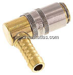 Temperierkupplungsdose (Winkel 90°) 9mm Zapfen, 9 (3/8")mm Schlauch