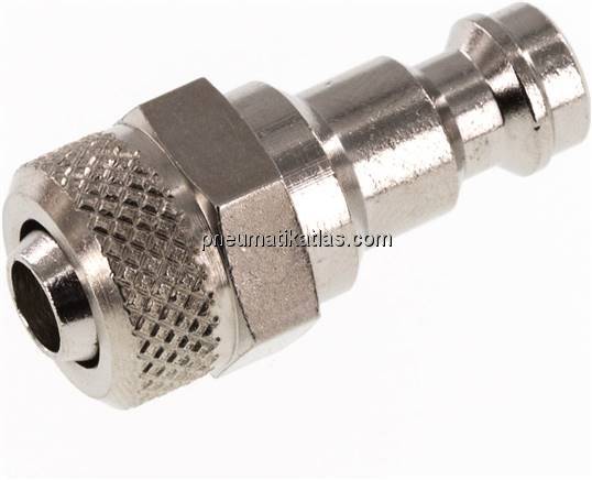 Kupplungsstecker (NW5) 8x6mm Schlauch, Messing vernickelt