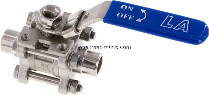 3-teiliger Edelstahl-Kugelhahn, Schweißende 17,2