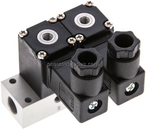 3/2-Wege Magnetventil, M 5, geschlossen (NC), 2-fach, 24 V DC