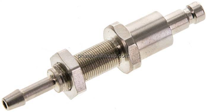 Schott-Kupplungsstecker (NW2,7) 3mm Schlauch, Messing vernickelt