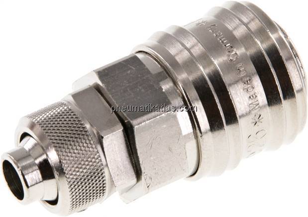 Kupplungsdose (NW7,2) 12x9mm Schlauch, Messing vernickelt