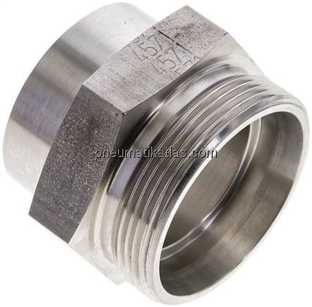 Gerade Anschweißverschraubung 42 L (M52x2), ohne Mutter & Schneidring, 1.4571