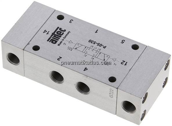 5/3-Wege Pneumatikventil, G 1/8", Mittelstellung geschlossen, Standard