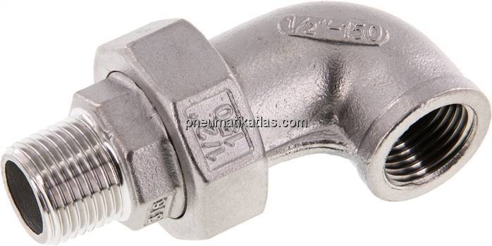 Winkel-Verschraubung flach dichtend Rp/R 1/2"(IG/AG)