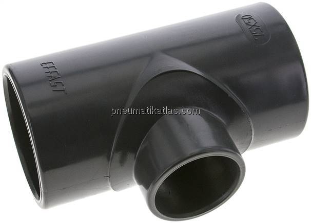 Klebemuffen-T-Stück, reduziert, PVC-U, 75x50x75mm