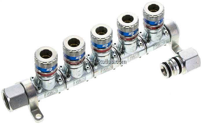 CEJN Multilink 5-fach Verteiler, mit Sicherheitskupplung eSafe als Abgang