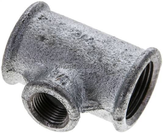 T-Stück Rp 3/4"-Rp 3/8"-Rp 3/4" (IG), Temperguss verzinkt