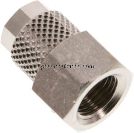 Aufschraub-Verschraubung G 1/8"-6x4mm, Messing vernickelt