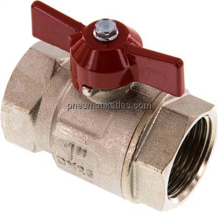 Messing-Kugelhahn, kurz, G 1", -0,9 bis 40 bar, voller Durchgang