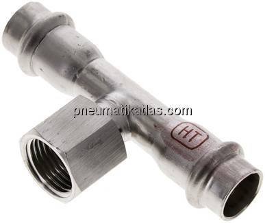 Pressfitting, T-Stück, 15mm, Rp 1/2" IG, 1.4404