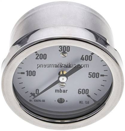 Manometer waagerecht 63mm, 0 - 600 mbar, G 1/4"