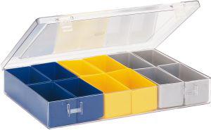 Sortimentkasten m.Deckel B307xT225xH50 mm mit 12 Einsätze LA-KA-PE