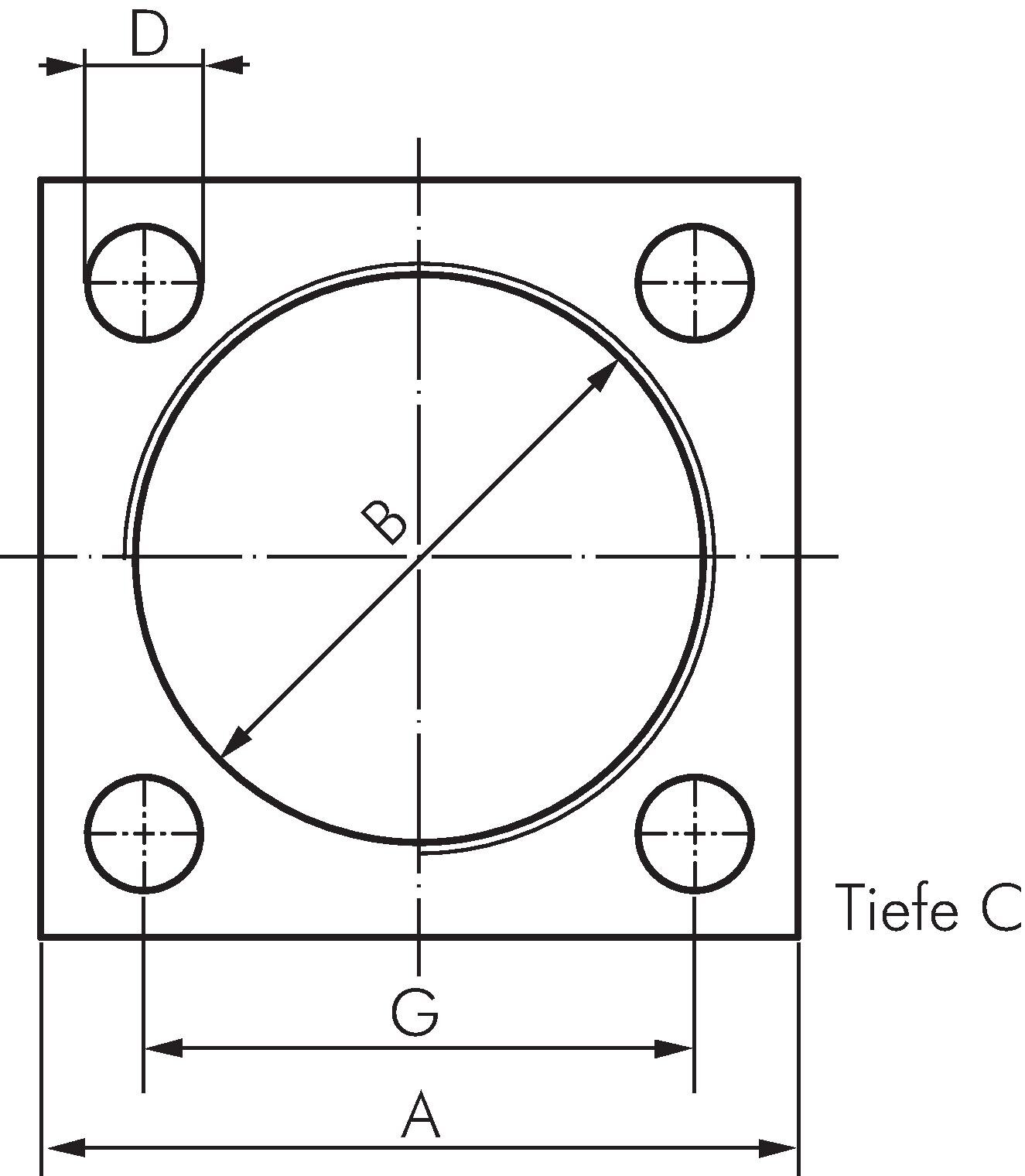 Zeichnung: Klemmflansch für Stoßdämpfer, axiale Be