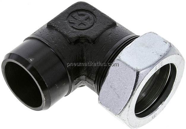 Winkel-Anschweißverschraubung 42 L (M52x2), Stahl phosphatiert