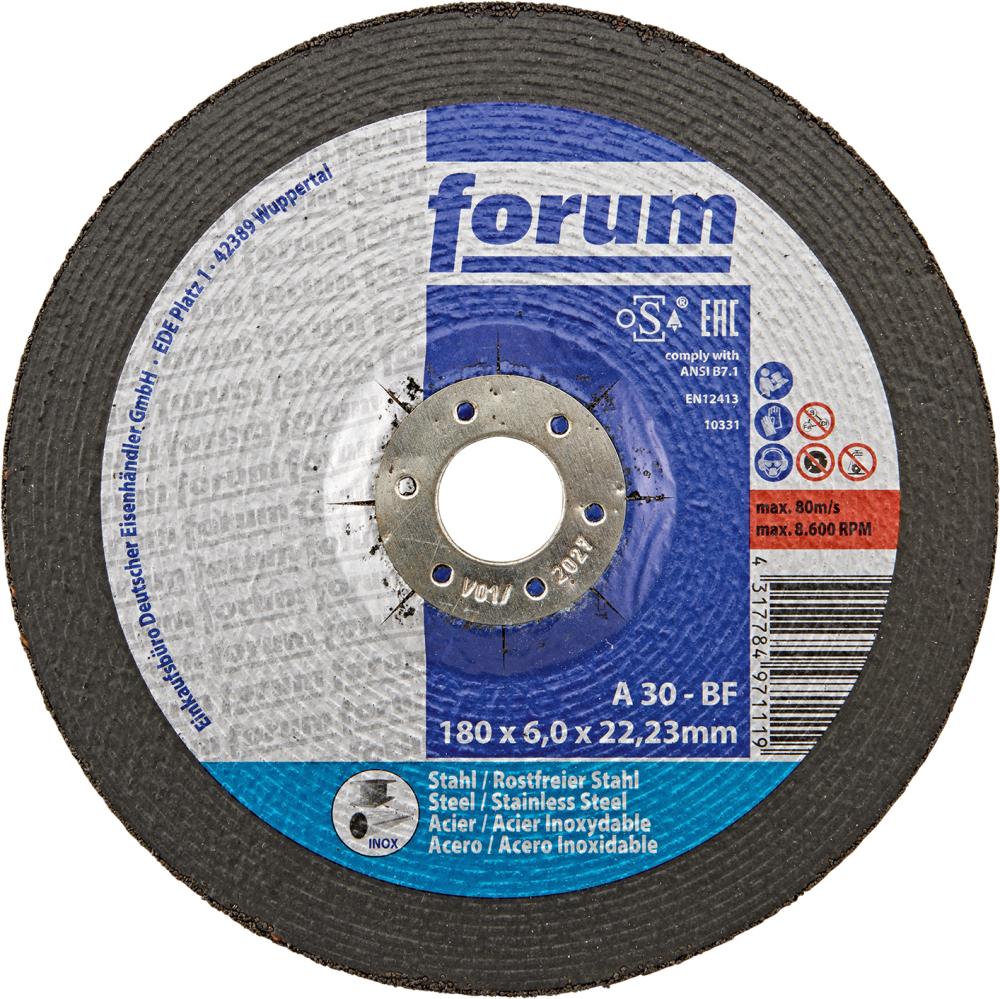 Schruppscheibe Stahl/INOX180 x 6 mm, T42 gekröpft FORUM