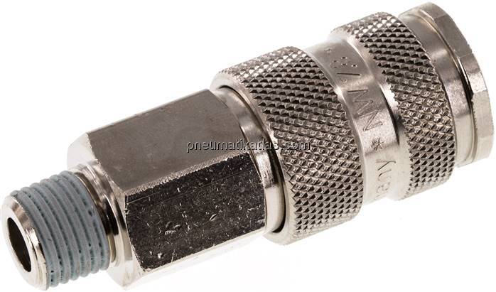 Kupplungsdose (NW7,2) R 1/4"(AG), Stahl gehärtet, vernickelt / Messing vernickel