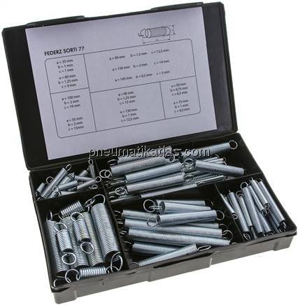 Zugfeder-Sortiment, 77 Stück, Ø 5 - 19 mm