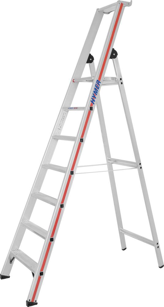 Stufenstehleiter Plattf. eins. 7 Stufen AH 3,13m