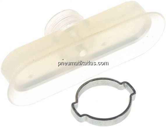 Ovalsauger, 75 x 25mm, Hub 3mm, Silikon (60A), transparent