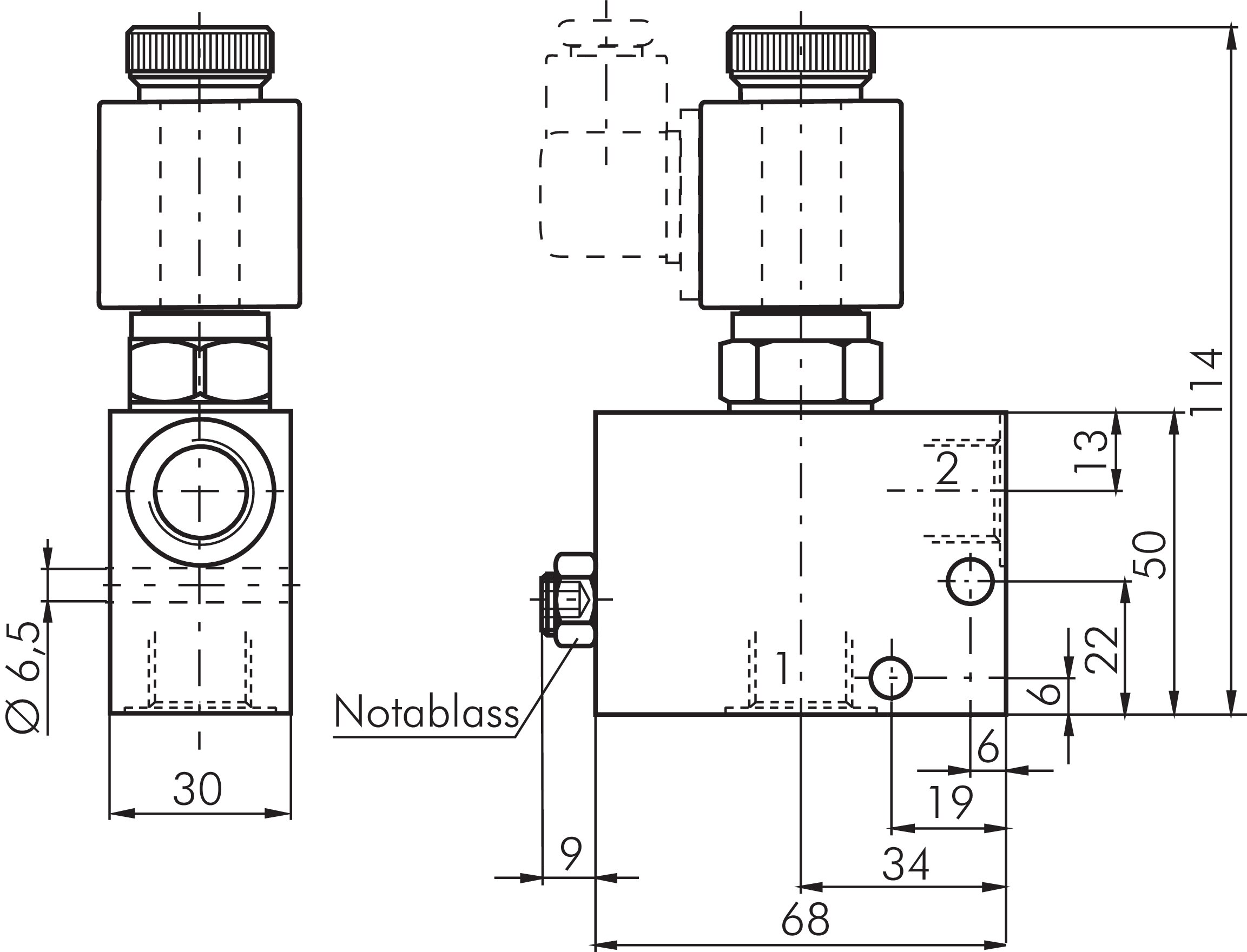 Zeichnung: 2/2-Wege Hydraulik-Sitzventil (G 1/4" &