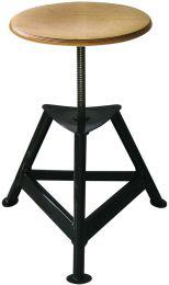 Bandstahl-Drehhocker Holz Rundsitz, RAL 9005 Dreibein, Höhe 400-600mm Sitzfläche D 350 mm