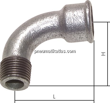 Exemplarische Darstellung: Einschraubbogen 90° mit