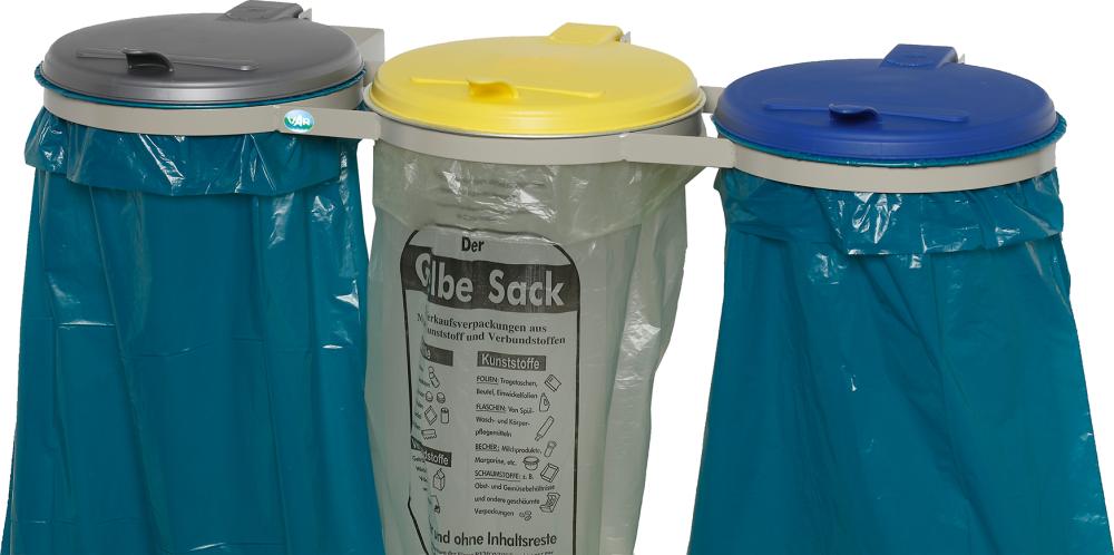 Abfallsammler 3-fach verz. Wandbef. KS-Deckel VAR