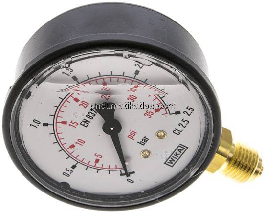 Glycerin-Manometer senkrecht (KU/Ms), 63mm, 0 - 2,5 bar