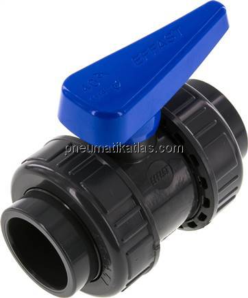 Klebemuffen-Kugelhahn, PVC-U / EPDM, 40mm (Wasserausf.)