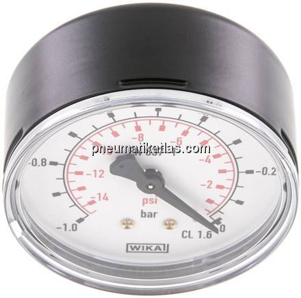 Vakuummeter, 63mm, waagerecht , -1 bis 0