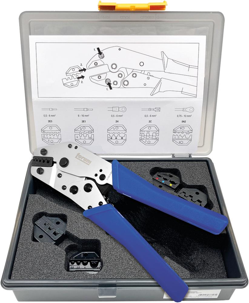 Crimpwerkzeugsatz mit 5 Wechseleinsätzen FORUM