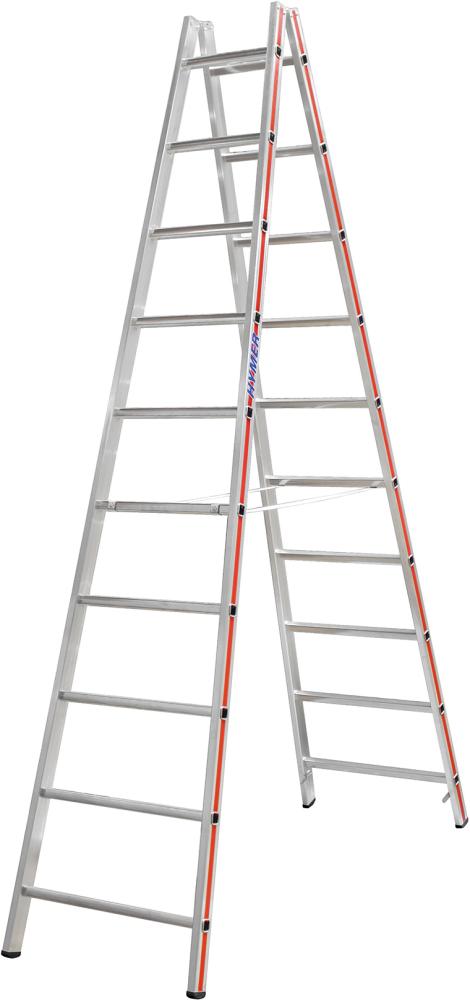 Sprossenstehleiter beids.2x10 Sprossen AH 3,57m