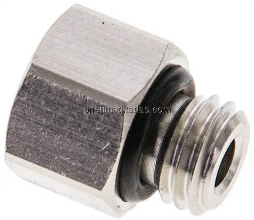 Reduziernippel M 7(AG)-M 5(IG), Messing vernickelt (Elastomerabdichtung)