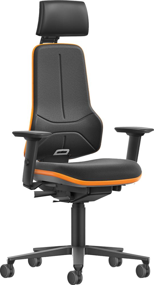 Bimos Arbeitsstuhl XXL orange mit Rollen Supertec mit Kopfst. u. Armlehnen
