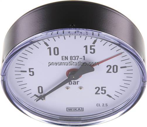 Manometer waagerecht, 100mm, 0 - 25 bar