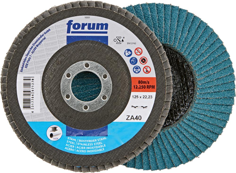 Fächerschleifscheibe 125mm, gewölbt, ZK 40 FORUM