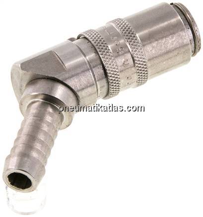 Temperierkupplungsdose (Winkel 45°) 9mm Zapfen, 9 (3/8")mm Schlauch