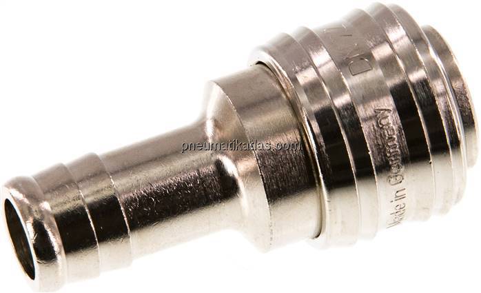 Kupplungsdose (NW7,2) 13 (1/2")mm Schlauch, Messing vernickelt