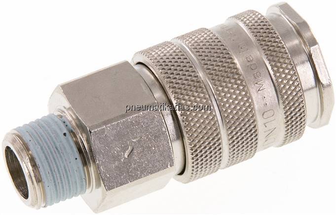 Kupplungsdose (NW10) R 3/8"(AG), Messing vernickelt