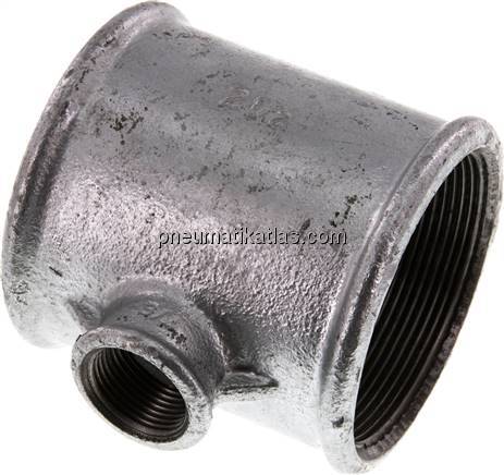 T-Stück Rp 2-1/2"-Rp 3/4"-Rp 2-1/2" (IG), Temperguss verzinkt