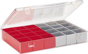 Sortimentkasten m.Deckel B307xT225xH50 mm mit 24 Einsätze LA-KA-PE