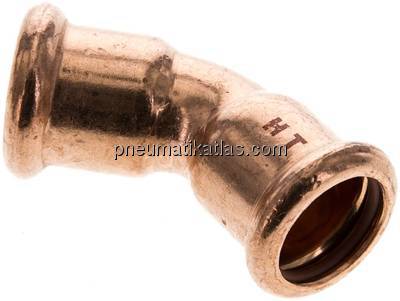 Pressfitting, 45° Bogen, 18mm innen, Kupfer / Kupferlegierung