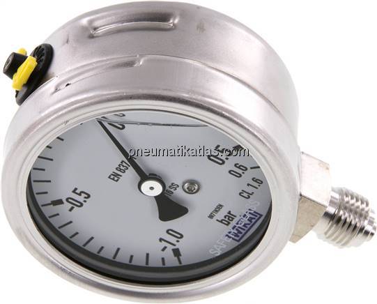 Chemie-Glycerin-Manometer senkrecht, 63mm, -1 bis 0,6 bar
