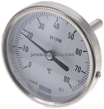 Bimetallthermometer, waagerecht D80/0 bis +80°C/63mm