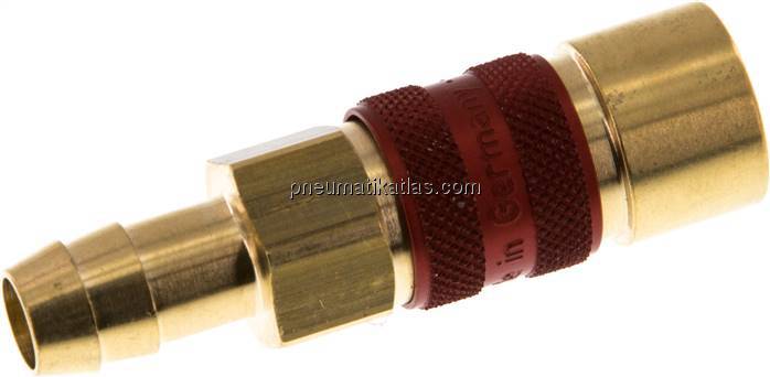 Kupplungsdose (NW5) 9 (3/8")mm Schlauch, rot, Achteck SW10