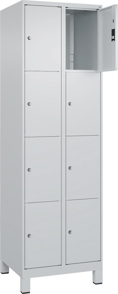 Fächerschrank mit Füßen B600xT500xH1950 Korpus RAL 7035 LichtgrauTüren RAL 7035 Lichtgrau