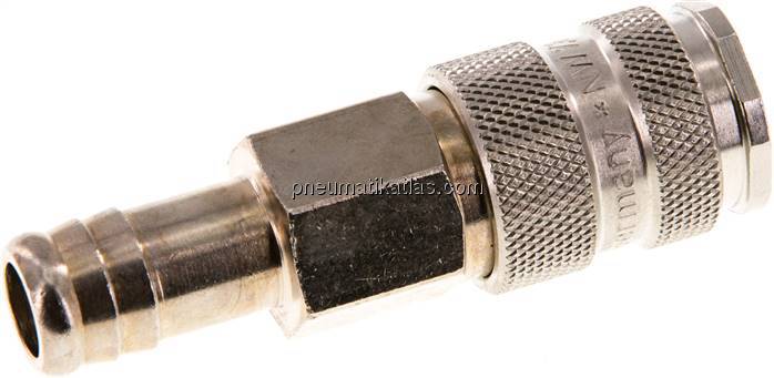 Kupplungsdose (NW7,2) 13 (1/2")mm Schlauch, Stahl gehärtet, vernickelt / Messing