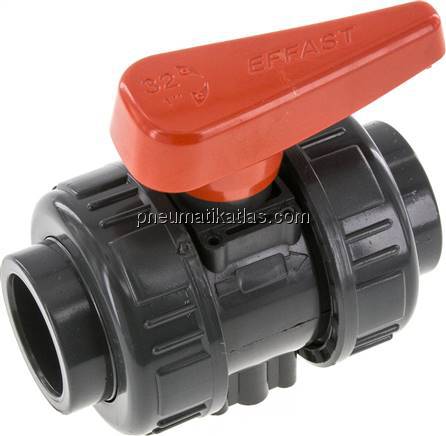Klebemuffen-Kugelhahn, PVC-U / EPDM, 32mm (Industrieausf.)