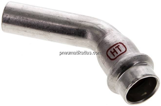 Pressfitting, 45° Bogen, 15mm i/a, Edelstahl